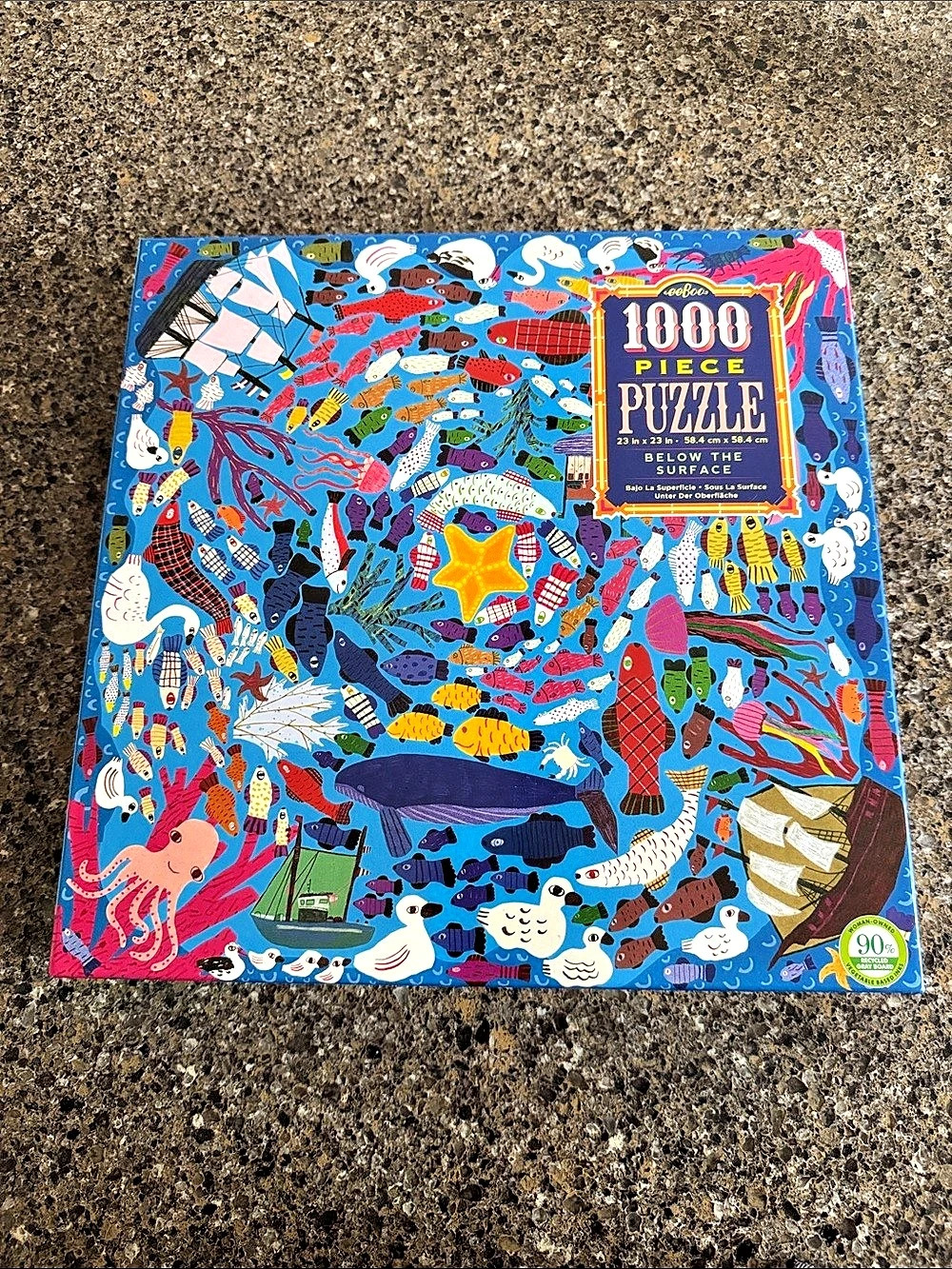 eeBoo "Below the Surface" 1000 Piece Ocean Life Puzzle Multicolor